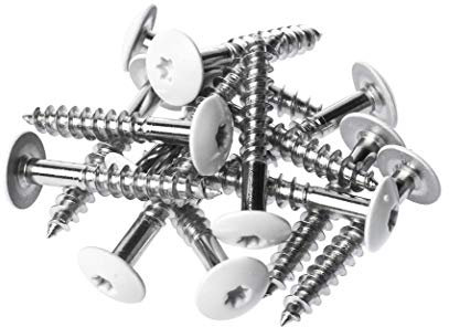 HPL- Shrauben, Fassadenschraube, Edelstahlschaube mit Kopflackierung | VIELE FARBEN | Faserzement, Holzpaneele, Alu Verbund (25, Reinweiß RAL9010)