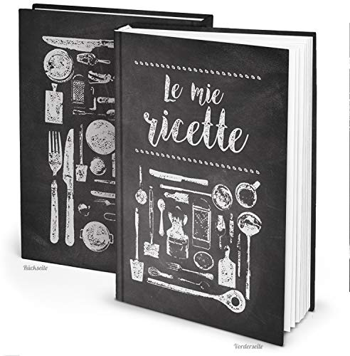 Logbuch-Verlag - Libro de recetas (tamaño A4, con título italiano), color negro-blanco ohne Metallecken