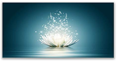 Tulup Glass Splashback for Kitchen - 47.3 in x 23.6 in / 120x60 cm - Cooker Wall Protection Tempered Glass - Lotus Flower Blossom Floral