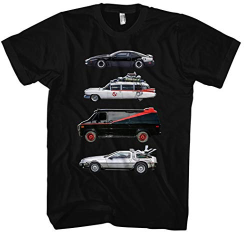 Kult Cars Herren T-Shirt | Knight Rider Shirt - A-Team Van - zurück in die Zukunft t-Shirt Delorean - mad max Interceptor | M2 (L) Schwarz