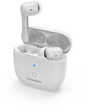 THOMSON Auriculares inalámbricos con micrófono Wear7811W Bluetooth (Auriculares intraurales, micrófono, TWS, ANC reducción de Ruido Activa, Auriculares in-Ear 4h de Escucha), Color Blanco