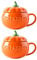 2er Set Kreative KüRbis Tassen Aus Keramik Mit Deckel, Halloween Tassen FüR GeträNke, 300 Ml, Orangefarbene Tassen FüR Herbstpartys - KüRbis Tasse