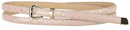 Allegra K Ceintures en cuir gaufré skinny pour femmes Ceinture à boucle ardillon en alliage pour jeans Robes Pantalons Rose clair 104cm/41''