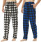 YUSHOW Herren Schlafanzughose 2er Pack Fleece Karierte Loungehose mit Taschen Loungewear Pyjamahose, Graues Plaid+Blaues Plaid Größe L