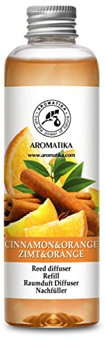 Raumduft Diffuser Nachfüller Zimt und Orange 200ml - Nachfüller für Duftdiffusor - Reed Diffuser Refill - Raumbeduftung - Zimmerduft Diffuser Nachfüllen - Raumduft Nachfüller - Raumluft
