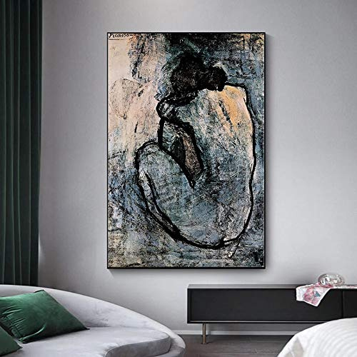 ZHMANLUCK Wandkunstbild Abstrakte nackte Frauen auf Leinwand, Ölgemälde von Pablo Picasso, berühmte Poster und Drucke, 85 x 125 cm (33 x 49 Zoll) mit Rahmen