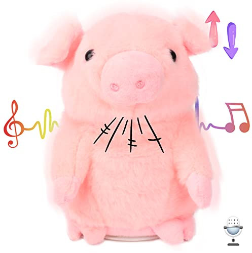 Hopearl Cochon Parlant Répète Tout ce Que Vous Dites, Porcelet Hoche la tête Interactive, Animée Compagnon en Peluche Cadeau pour Enfants, Rose, 16.5 cm