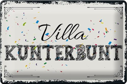 FEMER Blechschild Spruch 30x20cm Villa Kunterbunt