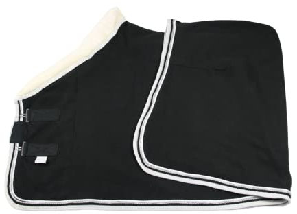 WAGNER Fleece Abschwitzdecke mit Fellkragen (Schwarz-Weiss, 115)