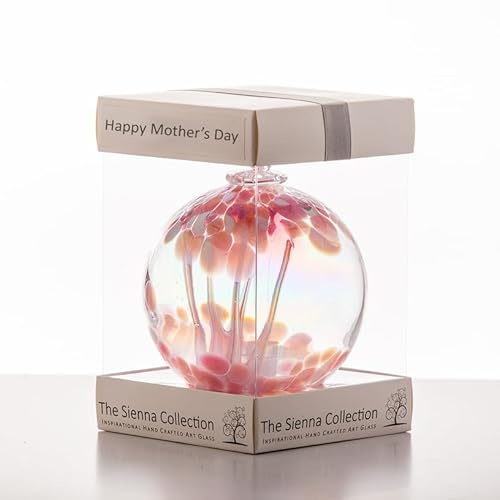 Sienna Glass 10cm Spirit Ball – Handcrafted Pastel Pink Mouth-Blown Glass Ornament – Unique Gift Boxed Decoration for Mother's Day, Windows, Gardens, Memorials, Birthdays, Anniversaries, Home Decor