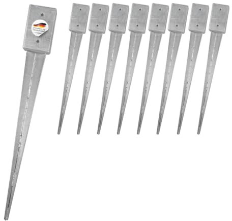 SunnyDeals Einschlaghülsen für Pfosten 9x9 cm | 9er Set Bodeneinschlaganker verzinkt | Einschlaghülsen ca. 91x91x750 mm | Bodenanker für Kantholzpfosten ohne Betonieren