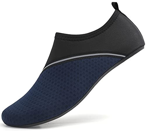 Sixspace Badeschuhe Damen Herren Wasserschuhe Schwimmschuhe Männer Frauen Strandschuhe Aquaschuhe Barfußschuhe für Strand,Pool,Meer,Wassersport,Tauchen,Surfen,Aqua Cycling(Schwarz/Blau,44 EU)