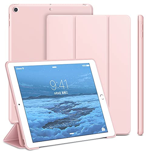 ProtUTab Schutzhülle für iPad der 9. Generation, Auto-Wake- und Sleep-iPad-Abdeckung der 9. Generation, schmal, dreifach faltbar, Standfunktion, Smart-Cover-Schutzhülle für iPad 10.2, Rosa