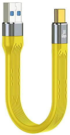 CY - Cavo dati da USB 3.1 Type-C maschio a USB 3.0 Type-A maschio, piatto e sottile, FPC, 10 Gbps, 13 cm, per computer portatile e telefono, giallo