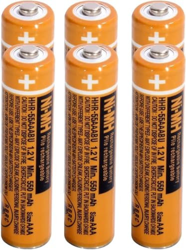 Piles AAA 550 mAh NiMH 1,2 V Rechargeables pour Gigaset – Piles Rechargeables pour Panasonic téléphone Fixe sans Fil (Lot de 6)