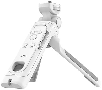 JJC Video Shooting Grip with Bluetooth Wireless Remote for Sony ZV-1II, ZV-1F, ZV-E1, ZV-E10, A6100 Vlogging Live Streaming Selfie Mini Tripod - 360° Pan Range (White)