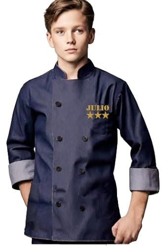 Chaquetas de cocina para niños. Chaqueta Chef de niño Personalizada. Conjunto de gorro y chaquetas cocinero. Regalo totalmente personalizado (solo chaqueta, Talla 12 / blanco)
