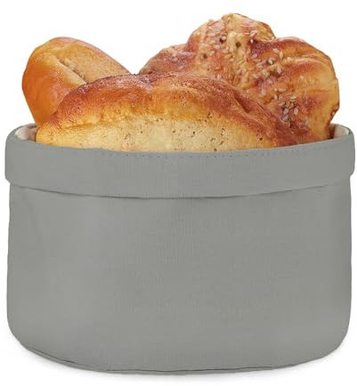 ecooe Brotkorb Stoff | Zusammenklappbarer Brötchenkorb | 100% Baumwollbrotkorb | Frühstückskorb | Vielseitige Aufbewahrungskorb zur Aufbewahrung von Brot, Obst, Spielzeug usw. (Grau)