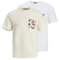 JACK & JONES Men's Joraruba Convo Pocket Tee Ss Mix 2pk Mp T-Shirt, Buttercream/Pack: w. Bright White, L