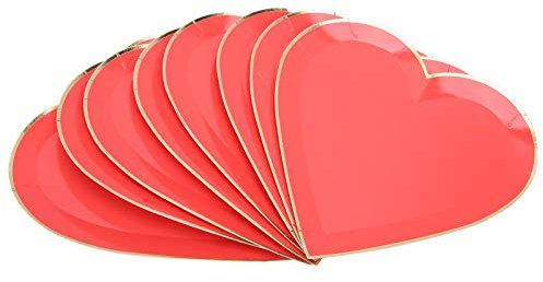 8 Piatti di Carta, Piatti di Carta a Forma di Cuore, Piatti di Carta a Forma di Cuore Rosso e Rosa, Festa della Mamma San Valentino Forniture per Feste di Matrimonio Decorazioni per Stoviglie,(Rosso)