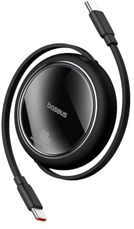 Baseus USB-C Mini câble de charge rétractable de 100 W, noir, P10364500111-00