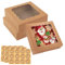30 PCS 8 Inch Bakery Boxes with Window, Kraft Cookie Boxes, 8x8x2.5 Inches Pie Box, Paper Donut Boxes, Pastry Boxes, Dessert Boxes, Strawberry Boxes for Muffins Cakes Candy Gift Giving (Brown)