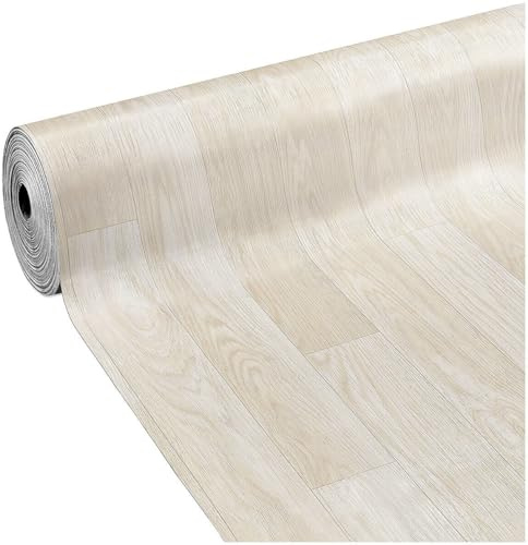 emmevi PVC-Bodenbelag Vinylrolle 31 Größen Design Holz hell beige weiß 100 x 450 cm Dis_C