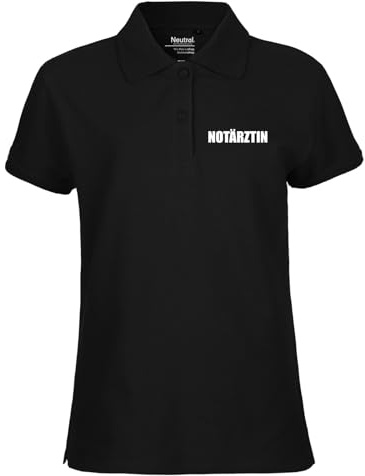 Huuraa Damen Polo Shirt Notärztin Schriftzug Geschenk | Bio Baumwolle Fairtrade Kurzarm Poloshirt Geschenkidee Polohemd