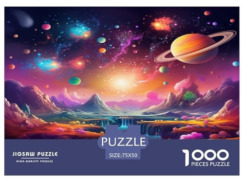 LYJSMDAAA Universe Planet 1000-Piece Adult Jigsaw Puzzle Team Building Game Fun Family Puzzles Challenge Toy DIY Wooden Toy 1000 Piece Puzzle 1000pcs (75x50cm)