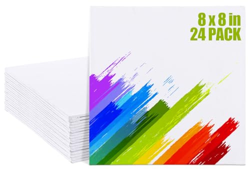 APACALI 24 Pack Canvas 20 x 20cm (8 x 8inch) for Painting and Art - Small Blank Canvas for Sketching, Drawing, 3mm Thickness