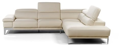 Sofaform Milano Divano Angolare in Pelle Modello Donatella, 100% Made in Italy, Colore Perla, 279x221x74/96 cm