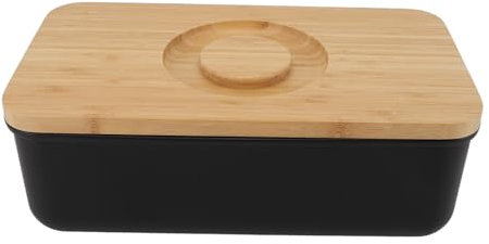 Moule à beurre avec couvercle en bois, boîte à pain avec couvercle en bois, moule à beurre avec couvercle, grand récipient à beurre avec couvercle en bois, support à beurre avec (-)