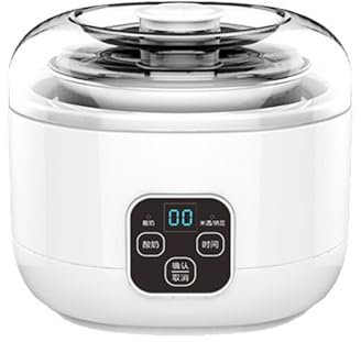 Yaourtière avec contrôle de minuterie et passoire, doublure compacte en acier inoxydable, contrôle constant de la température pour yaourt et fromage, machine à yaourt blanc sans tasse