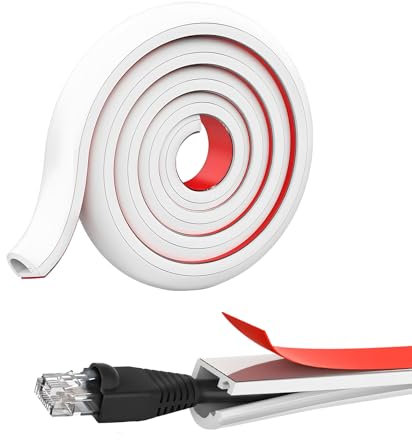 Sharelove Soft PVC Half Round Cable Trunking - White, Mini, Self Adhesive, Suitable for Wires on Wall/Floor (1M)