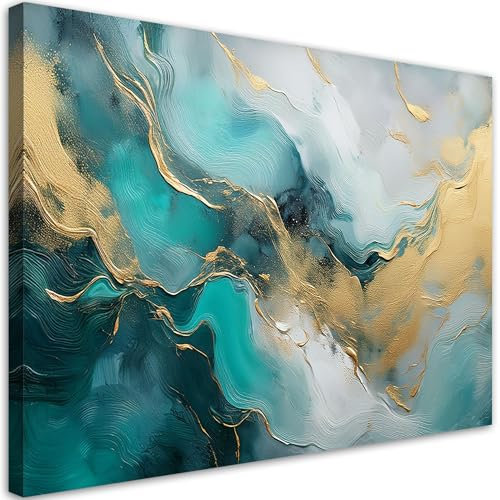 Feeby Bilder - Foto Geschenk - Marmor Türkis Abstrakt - 30x20 cm 1tlg - Leinwandbilder Wohnzimmer - Wandbild über dem Bett - Bild Schlafzimmer - Aesthetic Zimmer Deko - Modern Pictures