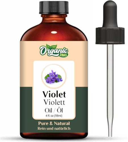 Organic Zing Olio di viola (Viola) | Pure & Natural Essential Oil per aromi, diffusori, cura dei capelli e massaggi – 118 ml/3.99fl oz