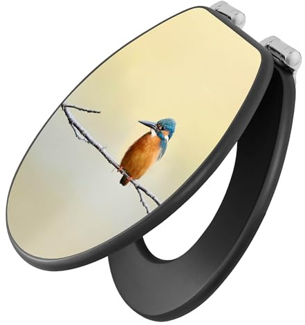 banjado Klodeckel Tiere - Toilettendeckel mit Absenkautomatik - 38 x 46,5cm O-Form - MDF WC Sitz anthrazit - stabile Klobrille - einfache Montage - Motiv Pause