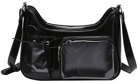 MALSSE Itabag Damen-Umhängetasche, PU-Leder, modisch, Dating-Tasche, japanischer Stil, Schultertasche für Pin-Display, BK