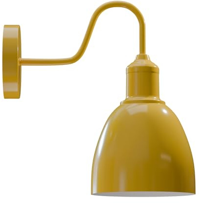 LEDSone Industrie-Wandleuchte, Schwanenhals, Metallarm, 15 cm Breite, schwarzer Schirm, E27, Wandleuchten-Set, Leuchte für Wohnzimmer, Außenbereich, Esszimmer, Küche. (Gelb)