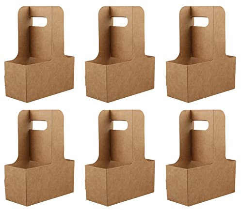 Cabilock Portavasos Kraft para Llevar 6 Unidades Portátil Engrosado para Leche y Café Estante Práctico para Bebidas Uso Diario