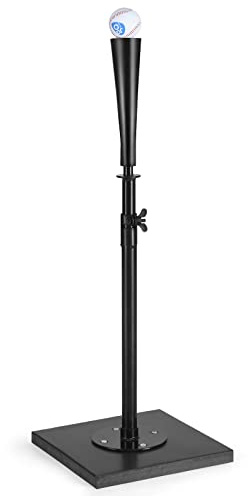 GYMAX Batting Tee höhenverstellbar, Schlaghilfe mit Gummideckel & Stabiler PP-Basis, Baseball Schlag T-Stück für Baseball- & Softball-Training
