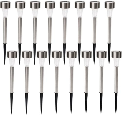 Casativo 16er Set Mini-LED Solarleuchten: Edelstahl, Erdspiess, Dämmerungssensor, IP44 – Kabellose, stilvolle Beleuchtung für Garten & Wege