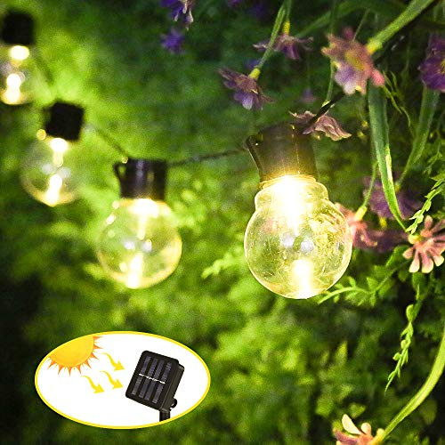 Solar Lichterkette Außen, 3.5M 10er LED Aussen Solar Glühbirnen Lichterkette, 8 Modi Wasserdicht IP65 Solarbetriebene Lichterkette, Warmweiß Garten Lichterkette Beleuchtung für Party Garten Hof Balkon