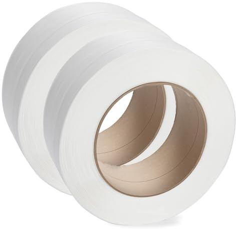 HEMMDAL Umreifungsband PP | 2 Rollen | 16 mm x 2.200 m | 0,65 mm Stärke | für manuelle und halbautomatische Umreifung | 2.800 N Bruchlast | 100% recyclingfähig | feingeprägt | Made in EU | Weiß