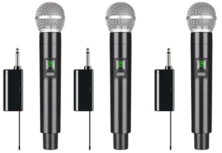 Onchdbfhuu 3X Microphone sans Professionnel UHF Enregistrement Karaoké Portable 1 Canal Batterie au Lithium pour ScèNe ÉGlise FêTe ÉCole