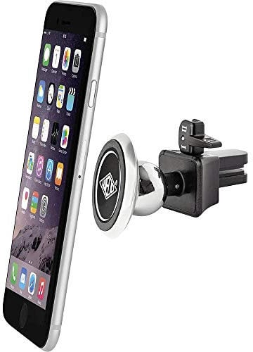 WEDO 6006001 Dock-IT KfZ Magnet Smartphone Halterung für Auto Lüftungsschlitz, Universal für alle Geräte, 360 Grad Kugelgelenk, 2 Stufen Kippschalter, gummierter Stecker schwarz