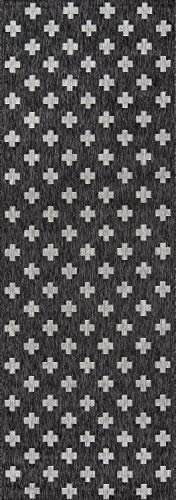 Novogratz by Momeni Villa Collection Umbrien Teppich für Innen- und Außenbereich, Anthrazit, 70 x 200 cm, Matte für Wohnzimmer, Schlafzimmer, Esszimmer, Kinderzimmer, Flur und Home Office