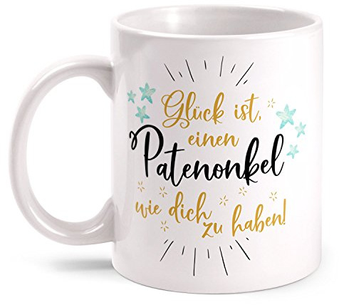 Fashionalarm Tasse Glück ist einen Patenonkel wie dich zu haben - beidseitig bedruckt | Geburtstag Geschenk Idee Pate Taufe | Du bist der Beste, Farbe:weiß