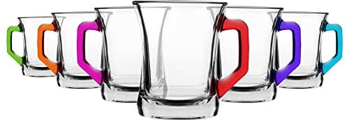 LAV Zen+ Glas Coffee Tassen - 225ml - Mehrfarbiger Griff - Pack Von 6