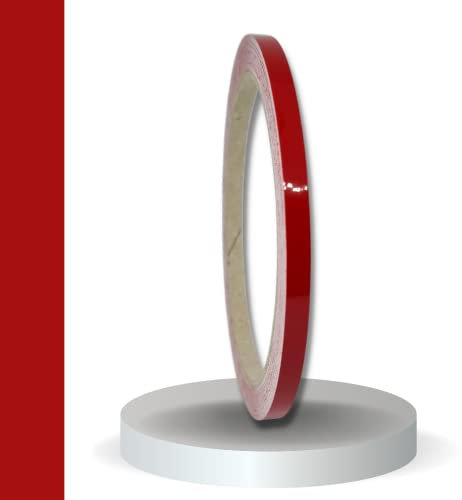 Siviwonder, striscia decorativa rosso carminio lucido, 5 mm di larghezza e 10 m di lunghezza; pellicola adesiva per auto, barca, jetski, modellismo, nastro adesivo decorativo, rosso carminio